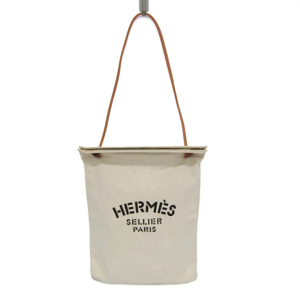 Hermes Aline GM Women,Men Cotton,Leather Shoulder Bag Beige,Off-white